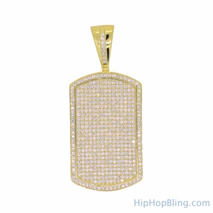 Gold .925 Silver Micro Pave Dog Tag